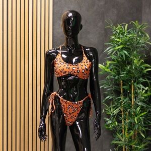 Fabletics Cheetah Print Bikini, Size M Top - Size L Bottom